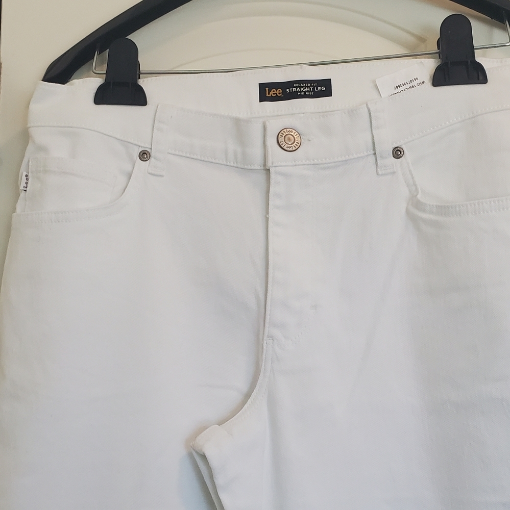 Lee White Straight Leg Denim Jeans